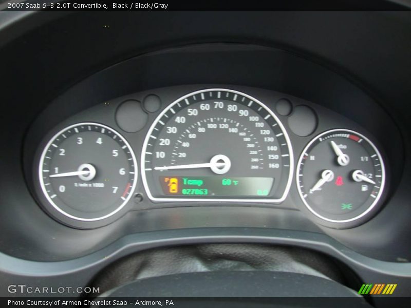 Black / Black/Gray 2007 Saab 9-3 2.0T Convertible