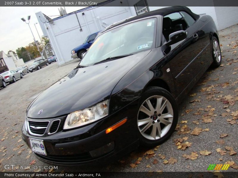 Black / Black/Gray 2007 Saab 9-3 2.0T Convertible