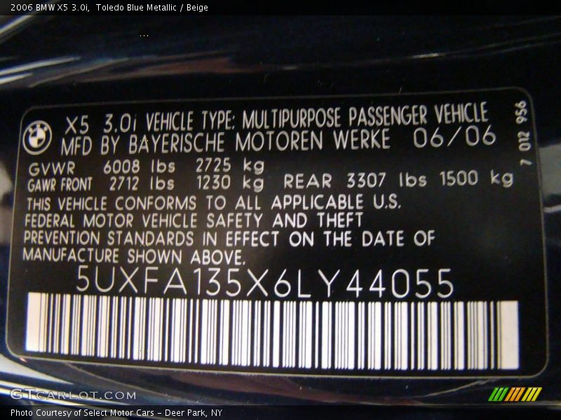 Toledo Blue Metallic / Beige 2006 BMW X5 3.0i