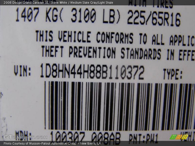 Stone White / Medium Slate Gray/Light Shale 2008 Dodge Grand Caravan SE