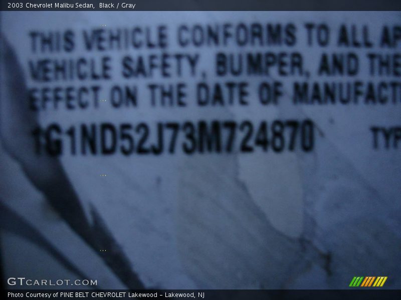 Black / Gray 2003 Chevrolet Malibu Sedan