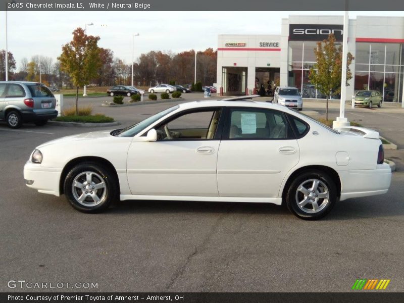 White / Neutral Beige 2005 Chevrolet Impala LS