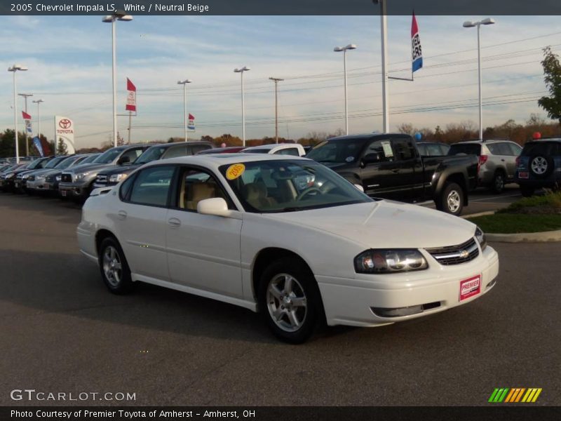 White / Neutral Beige 2005 Chevrolet Impala LS
