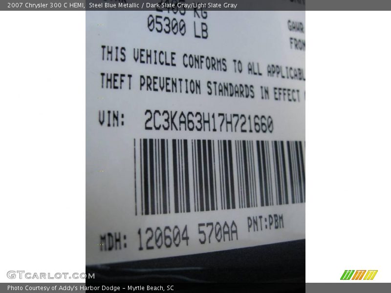 Steel Blue Metallic / Dark Slate Gray/Light Slate Gray 2007 Chrysler 300 C HEMI