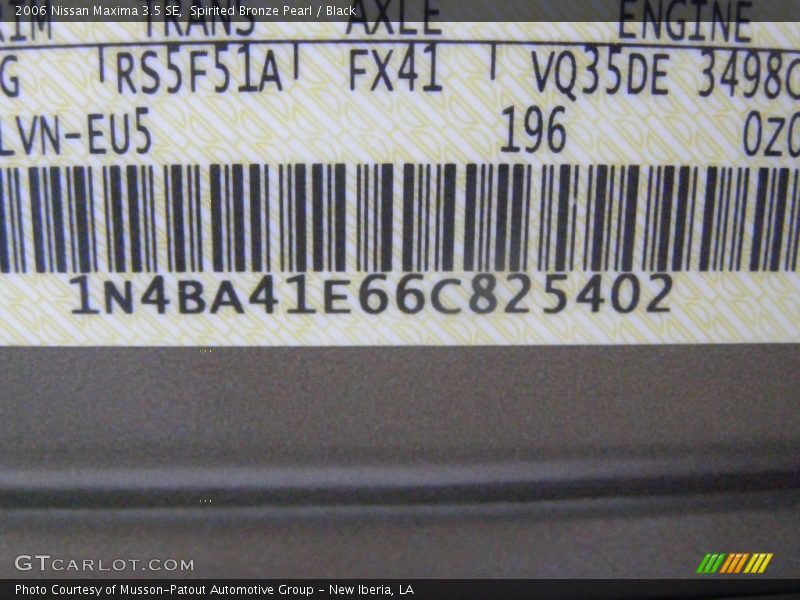 Spirited Bronze Pearl / Black 2006 Nissan Maxima 3.5 SE