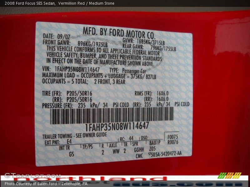 Vermillion Red / Medium Stone 2008 Ford Focus SES Sedan