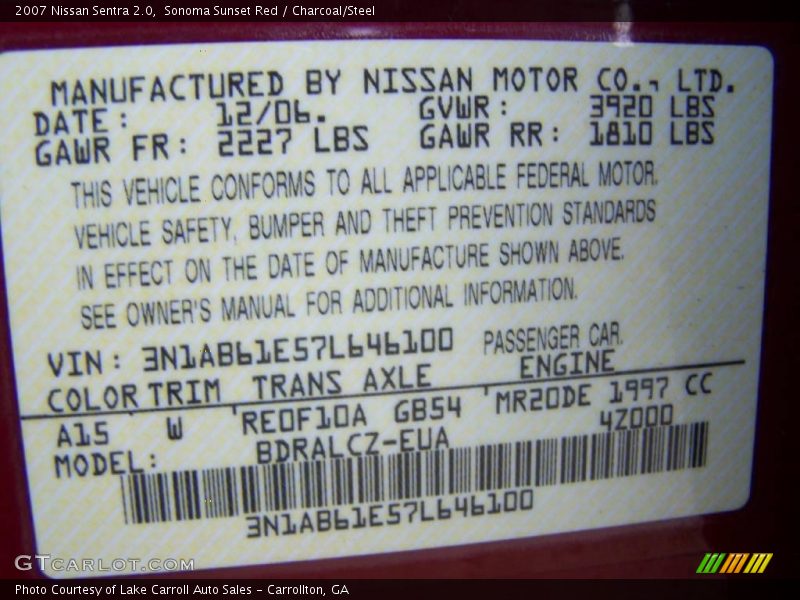 Sonoma Sunset Red / Charcoal/Steel 2007 Nissan Sentra 2.0