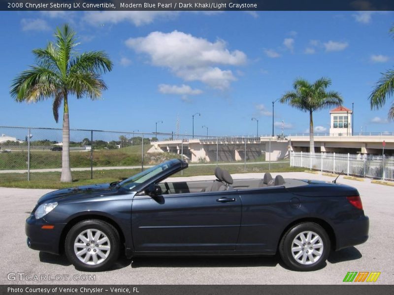 Modern Blue Pearl / Dark Khaki/Light Graystone 2008 Chrysler Sebring LX Convertible