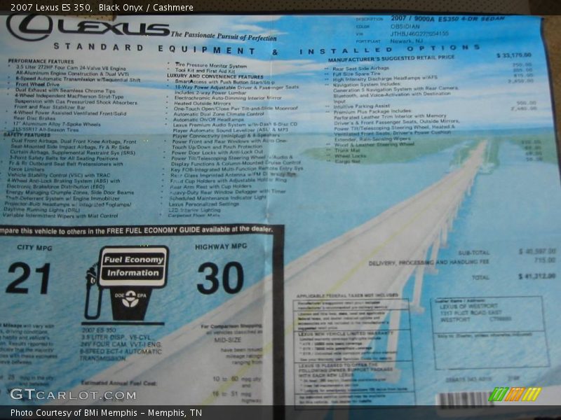 Black Onyx / Cashmere 2007 Lexus ES 350