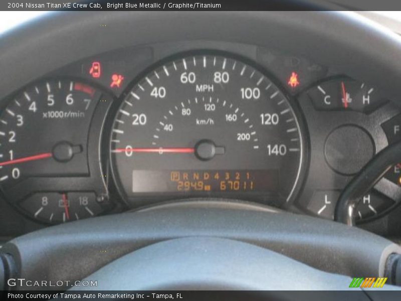 Bright Blue Metallic / Graphite/Titanium 2004 Nissan Titan XE Crew Cab