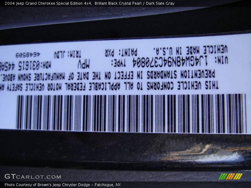 Brillant Black Crystal Pearl / Dark Slate Gray 2004 Jeep Grand Cherokee Special Edition 4x4