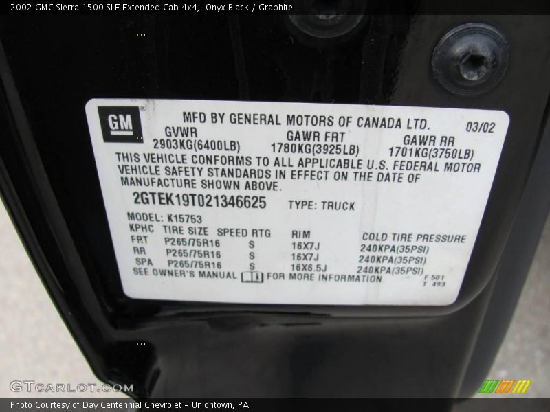 Onyx Black / Graphite 2002 GMC Sierra 1500 SLE Extended Cab 4x4