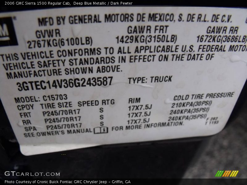 Deep Blue Metallic / Dark Pewter 2006 GMC Sierra 1500 Regular Cab