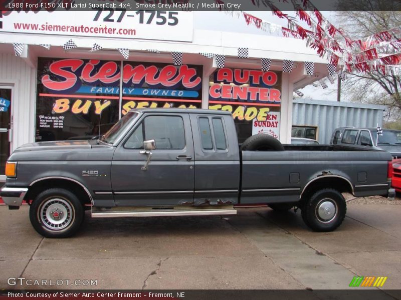 Smoke Grey Meatllic / Medium Grey 1988 Ford F150 XLT Lariat SuperCab 4x4