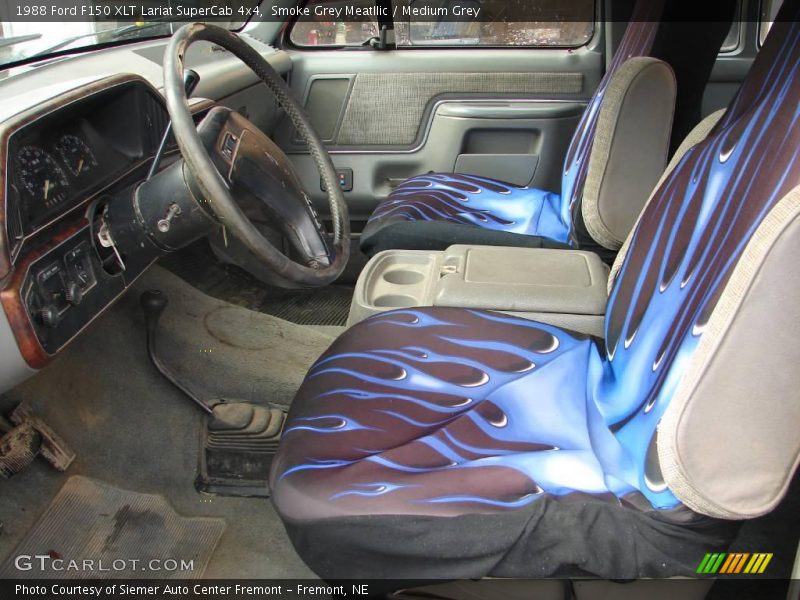 Smoke Grey Meatllic / Medium Grey 1988 Ford F150 XLT Lariat SuperCab 4x4