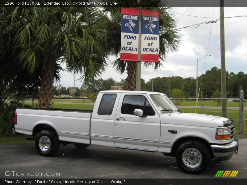 Oxford White / Opal Grey 1996 Ford F150 XLT Extended Cab
