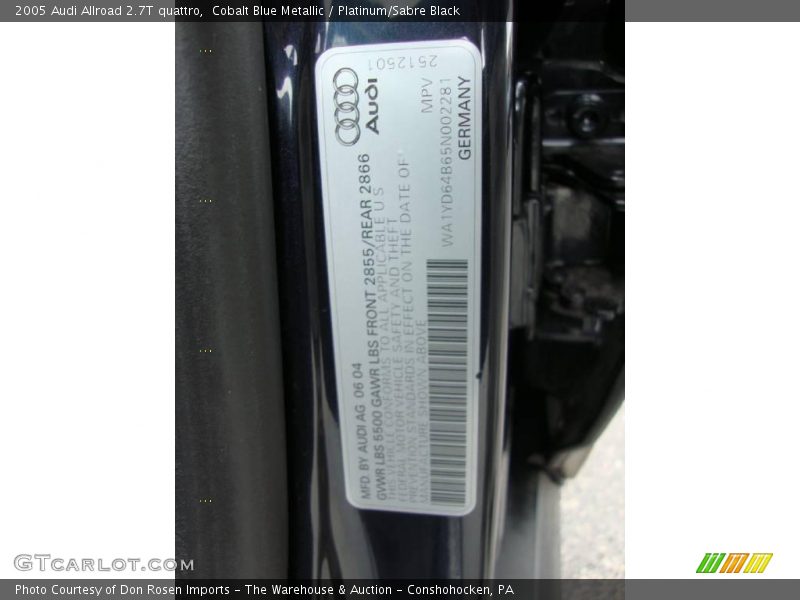 Cobalt Blue Metallic / Platinum/Sabre Black 2005 Audi Allroad 2.7T quattro
