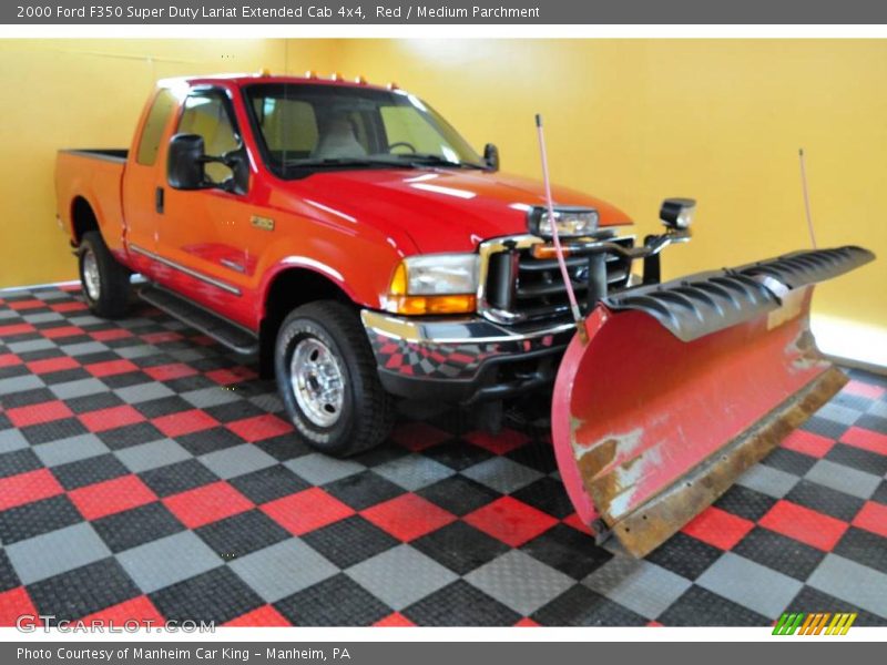 Red / Medium Parchment 2000 Ford F350 Super Duty Lariat Extended Cab 4x4