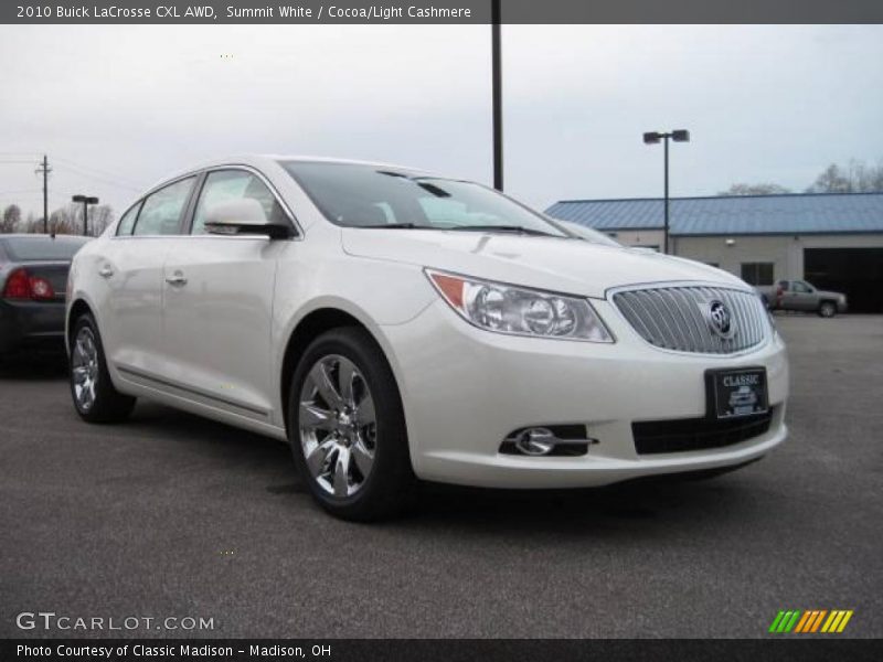 Summit White / Cocoa/Light Cashmere 2010 Buick LaCrosse CXL AWD