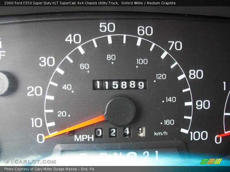 Oxford White / Medium Graphite 2000 Ford F350 Super Duty XLT SuperCab 4x4 Chassis Utility Truck