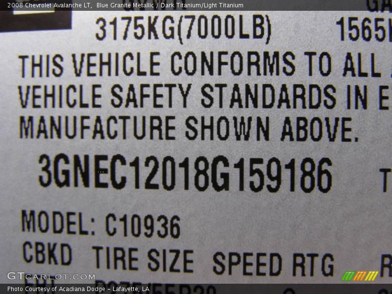 Blue Granite Metallic / Dark Titanium/Light Titanium 2008 Chevrolet Avalanche LT