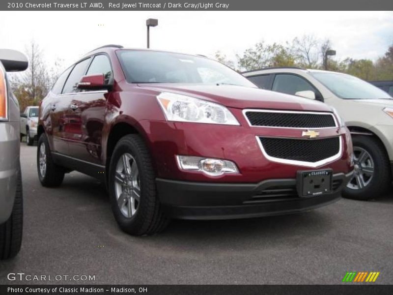 Red Jewel Tintcoat / Dark Gray/Light Gray 2010 Chevrolet Traverse LT AWD