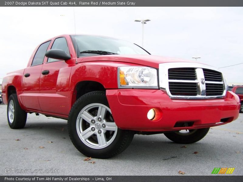 Flame Red / Medium Slate Gray 2007 Dodge Dakota SXT Quad Cab 4x4