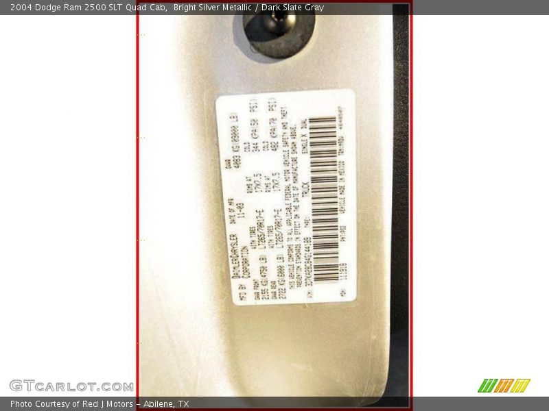 Bright Silver Metallic / Dark Slate Gray 2004 Dodge Ram 2500 SLT Quad Cab
