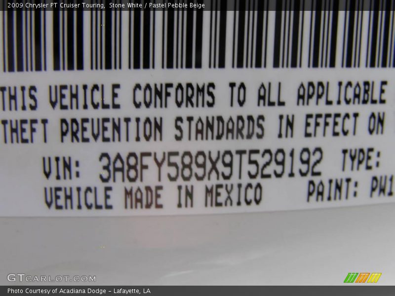 Stone White / Pastel Pebble Beige 2009 Chrysler PT Cruiser Touring