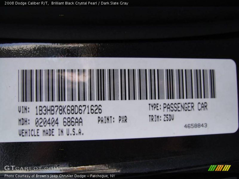 Brilliant Black Crystal Pearl / Dark Slate Gray 2008 Dodge Caliber R/T