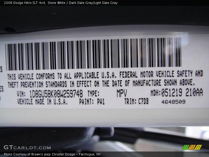 Stone White / Dark Slate Gray/Light Slate Gray 2008 Dodge Nitro SLT 4x4