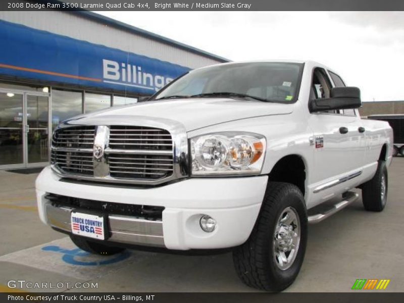 Bright White / Medium Slate Gray 2008 Dodge Ram 3500 Laramie Quad Cab 4x4