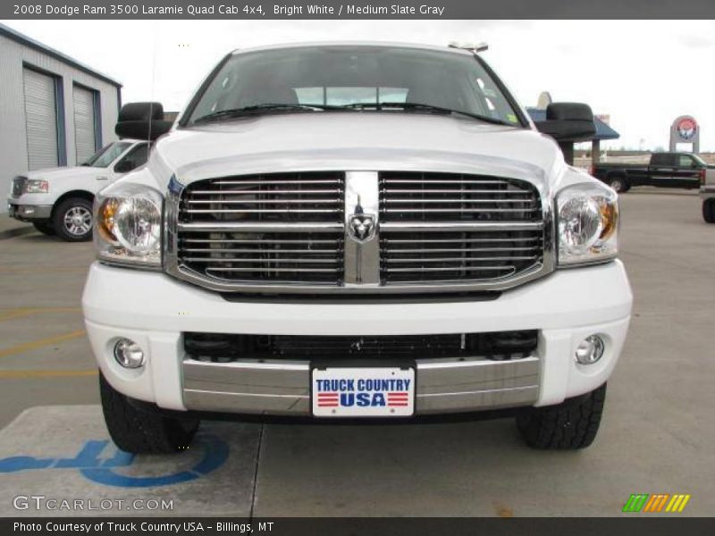 Bright White / Medium Slate Gray 2008 Dodge Ram 3500 Laramie Quad Cab 4x4