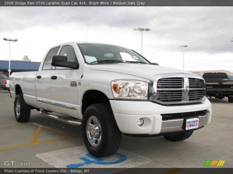 Bright White / Medium Slate Gray 2008 Dodge Ram 3500 Laramie Quad Cab 4x4