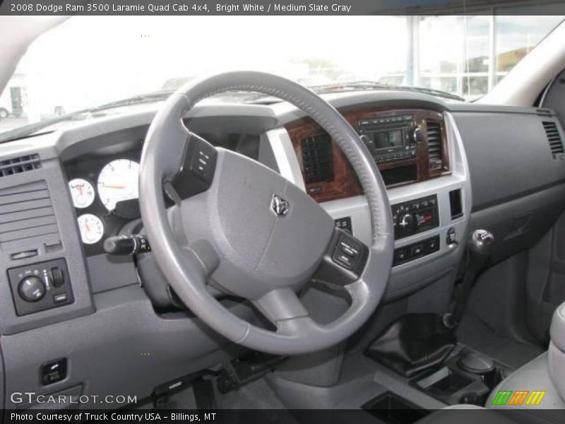 Bright White / Medium Slate Gray 2008 Dodge Ram 3500 Laramie Quad Cab 4x4