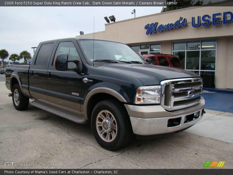 Dark Green Satin Metallic / Castano Brown Leather 2006 Ford F250 Super Duty King Ranch Crew Cab
