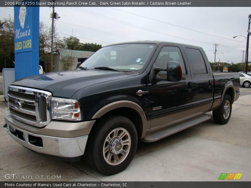 Dark Green Satin Metallic / Castano Brown Leather 2006 Ford F250 Super Duty King Ranch Crew Cab