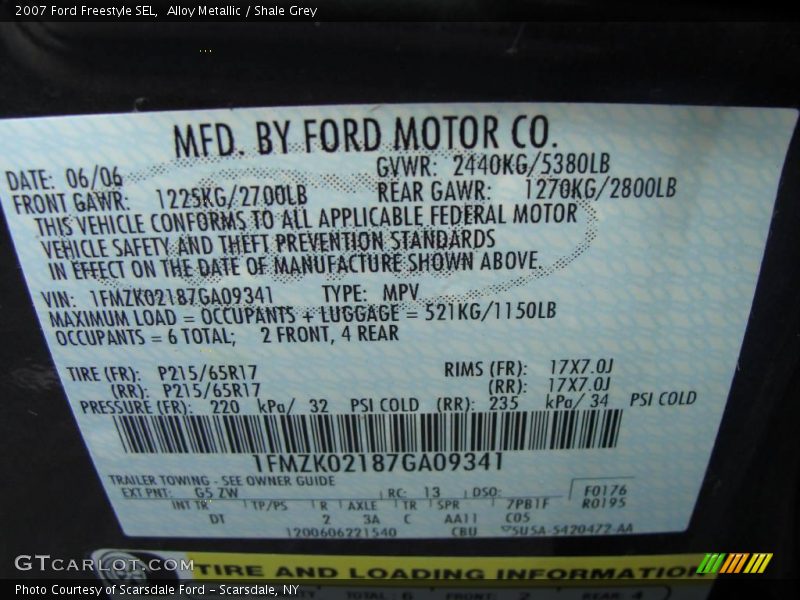 Alloy Metallic / Shale Grey 2007 Ford Freestyle SEL