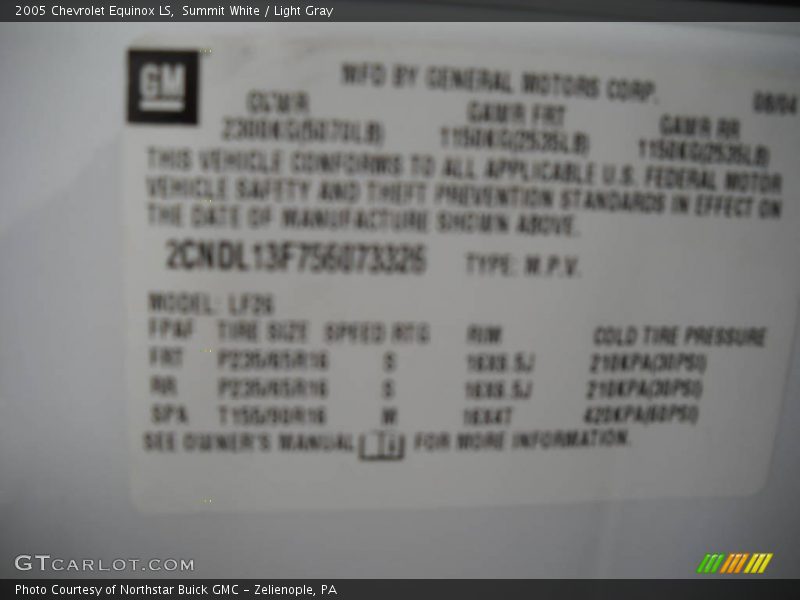 Summit White / Light Gray 2005 Chevrolet Equinox LS