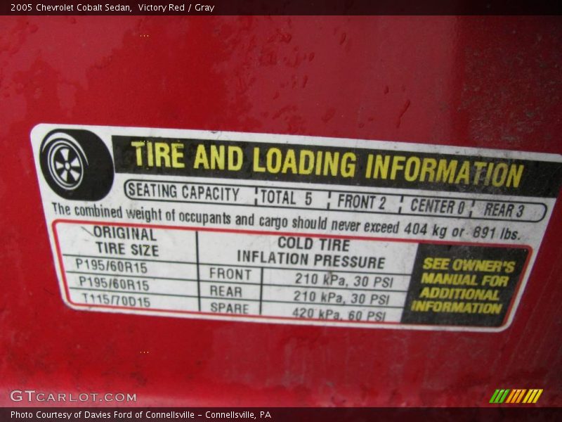 Victory Red / Gray 2005 Chevrolet Cobalt Sedan
