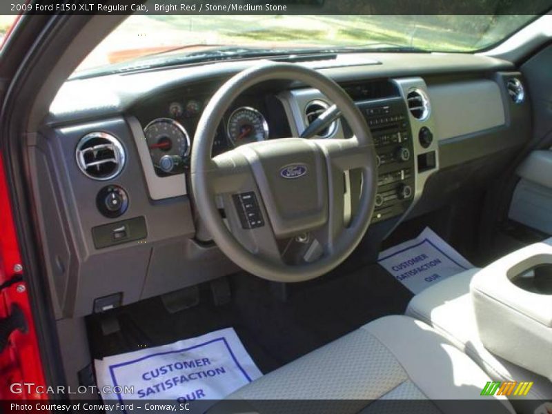 Bright Red / Stone/Medium Stone 2009 Ford F150 XLT Regular Cab