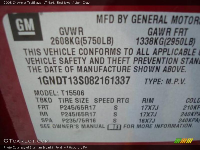 Red Jewel / Light Gray 2008 Chevrolet TrailBlazer LT 4x4