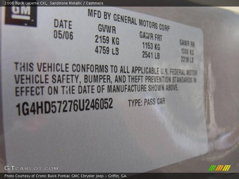 Sandstone Metallic / Cashmere 2006 Buick Lucerne CXL