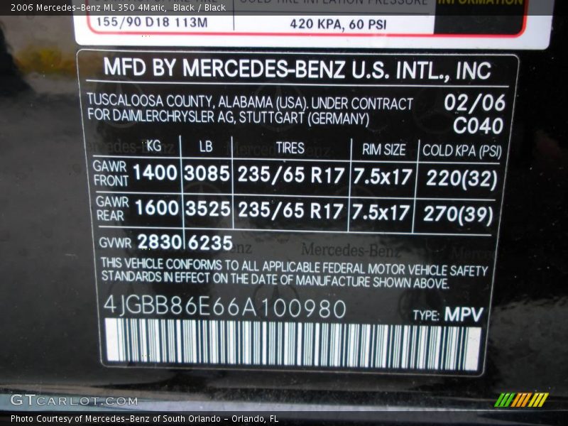 Black / Black 2006 Mercedes-Benz ML 350 4Matic