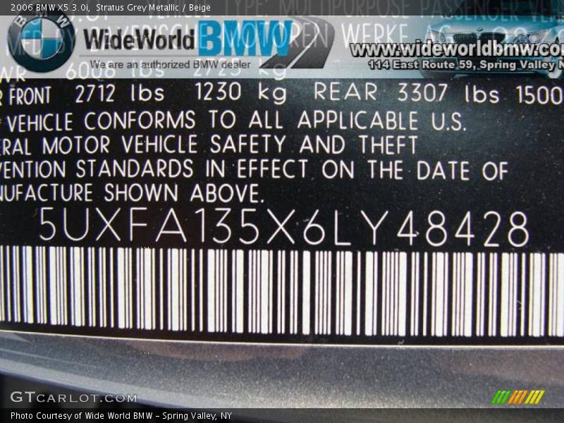 Stratus Grey Metallic / Beige 2006 BMW X5 3.0i