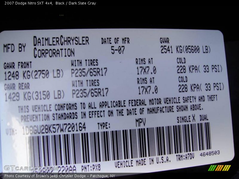 Black / Dark Slate Gray 2007 Dodge Nitro SXT 4x4