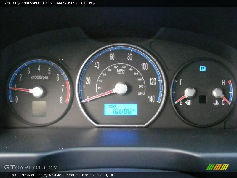 Deepwater Blue / Gray 2008 Hyundai Santa Fe GLS