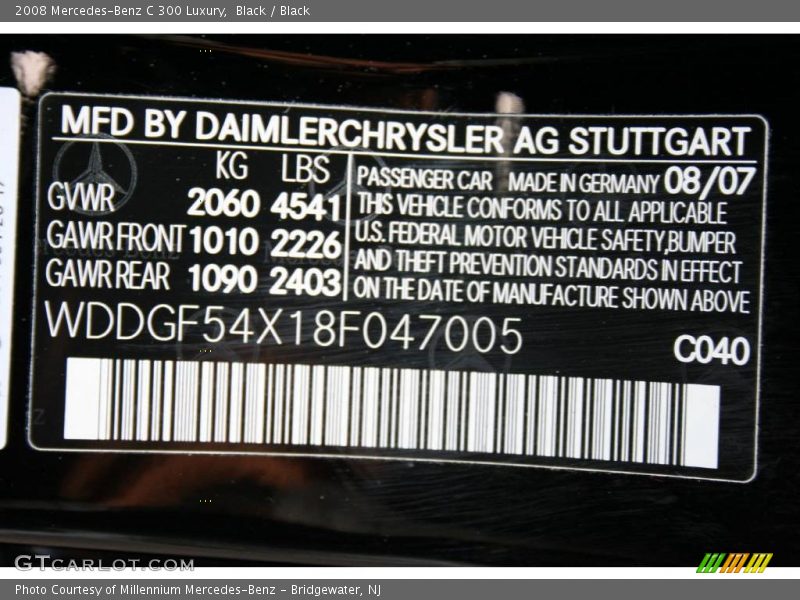 Black / Black 2008 Mercedes-Benz C 300 Luxury