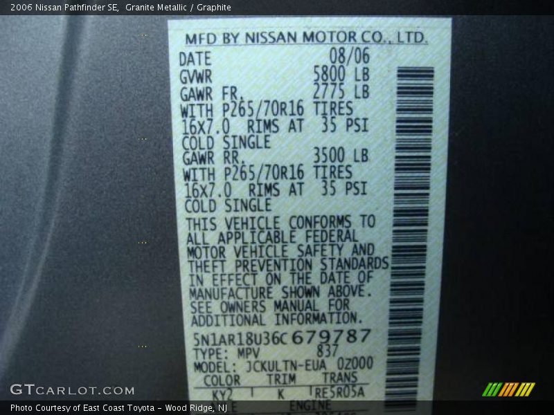 Granite Metallic / Graphite 2006 Nissan Pathfinder SE