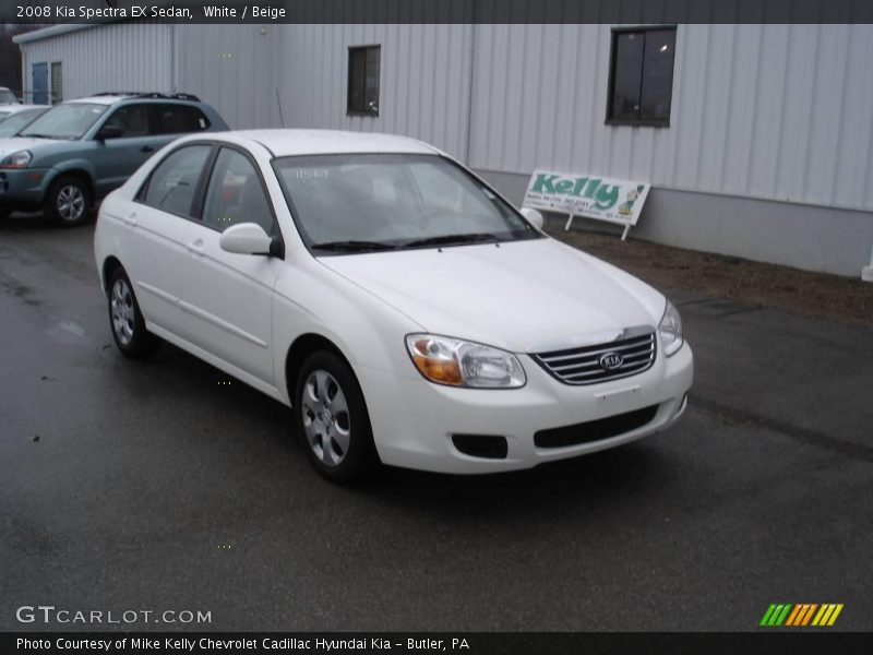 White / Beige 2008 Kia Spectra EX Sedan